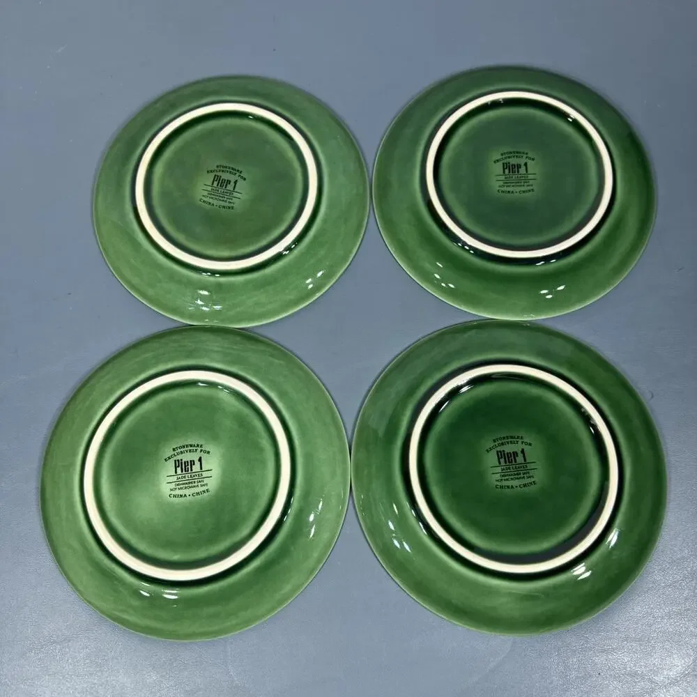 Pier 1 Stoneware Jade Leaves Dinner Plate Plates Retired Green 11